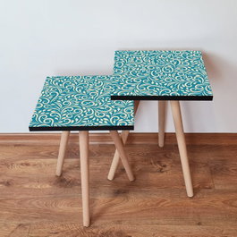 Hanah Home Mesas Nido 2 Piezas Azul y Blanco